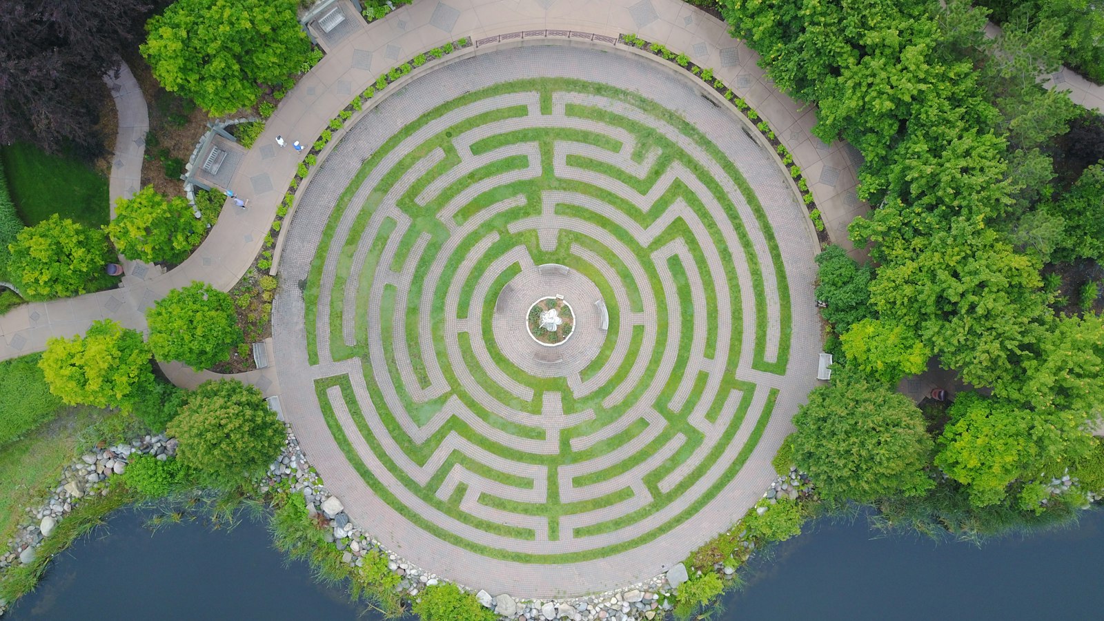 Aerial circular hedge maze